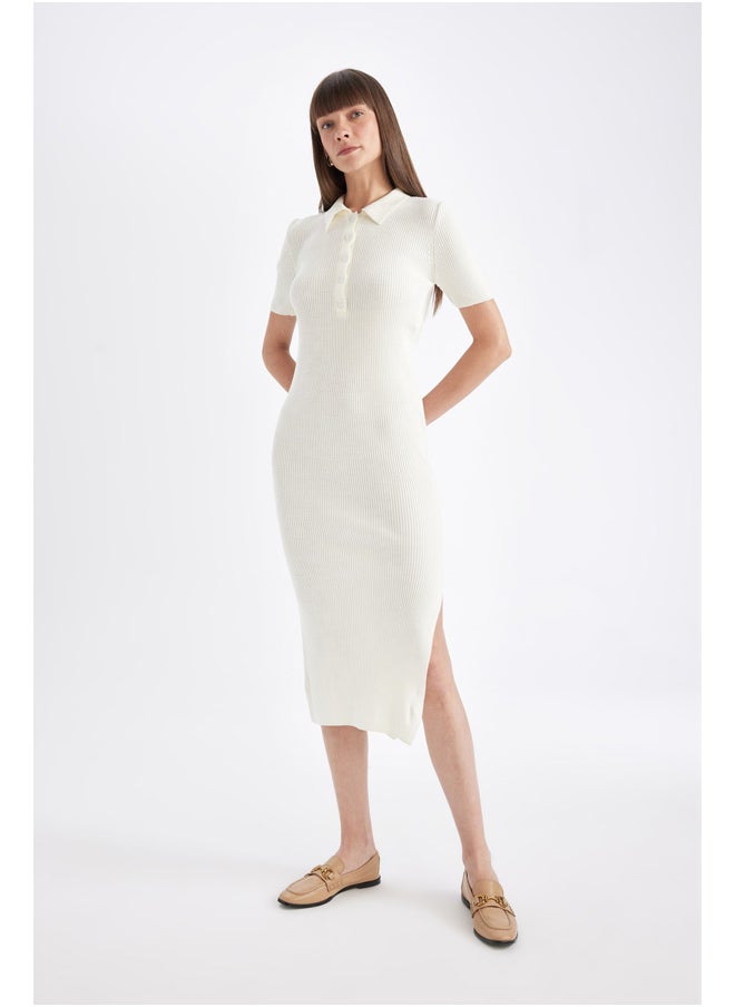 Woman Tricot Fitted Polo Neck Short Sleeve Dress - pzsku/ZED0C916E68A3F1E45B3EZ/45/_/1723972112/73783272-67a2-41a2-8fa7-929aa0a66b4f