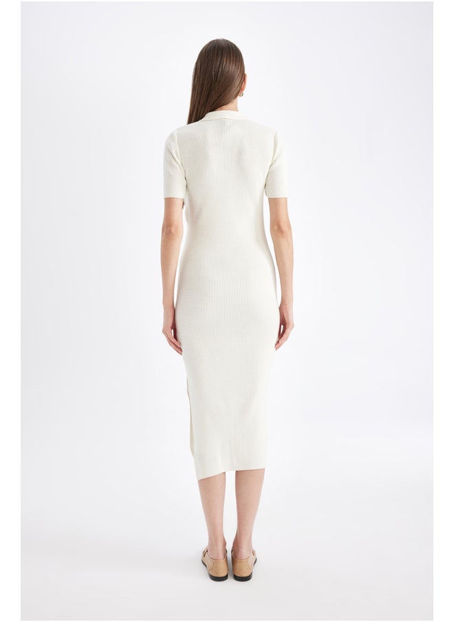 Woman Tricot Fitted Polo Neck Short Sleeve Dress - pzsku/ZED0C916E68A3F1E45B3EZ/45/_/1723972112/77c921e9-e6da-4f11-94d1-7e4951fb6a31