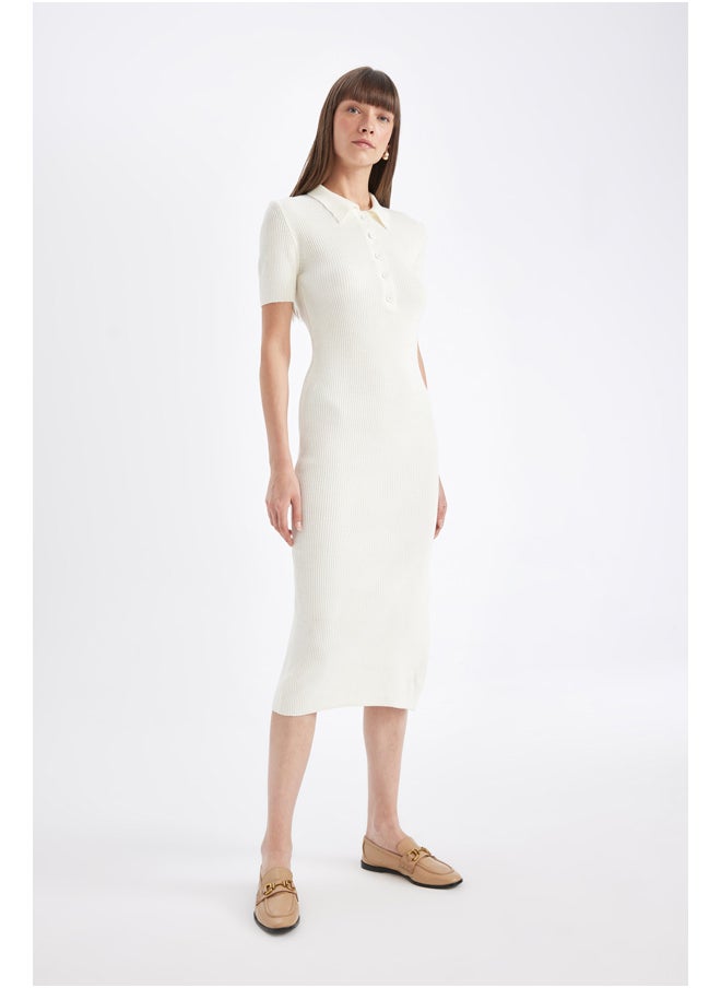 Woman Tricot Fitted Polo Neck Short Sleeve Dress - pzsku/ZED0C916E68A3F1E45B3EZ/45/_/1723972114/c0d7b68d-789a-43f4-9328-e96e4644830d