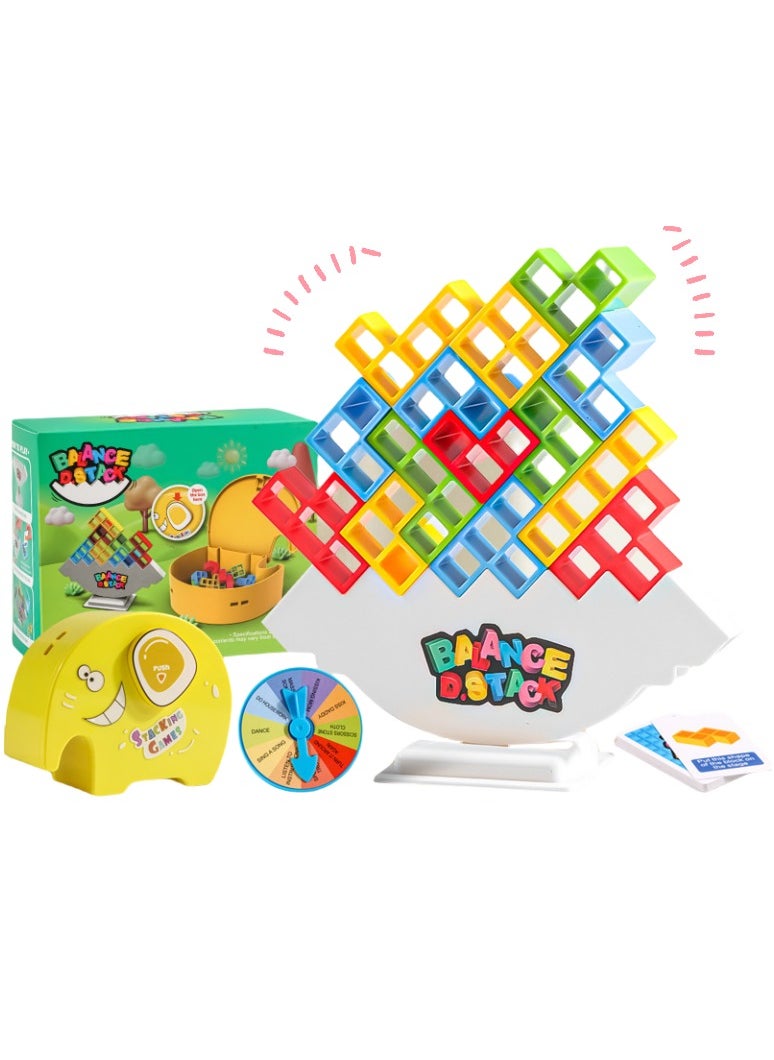 48pcs Kids Balance Stacking Blocks, Wooden Tower Building Game for Concentration Training, Educational Tabletop Toy  - Image 1