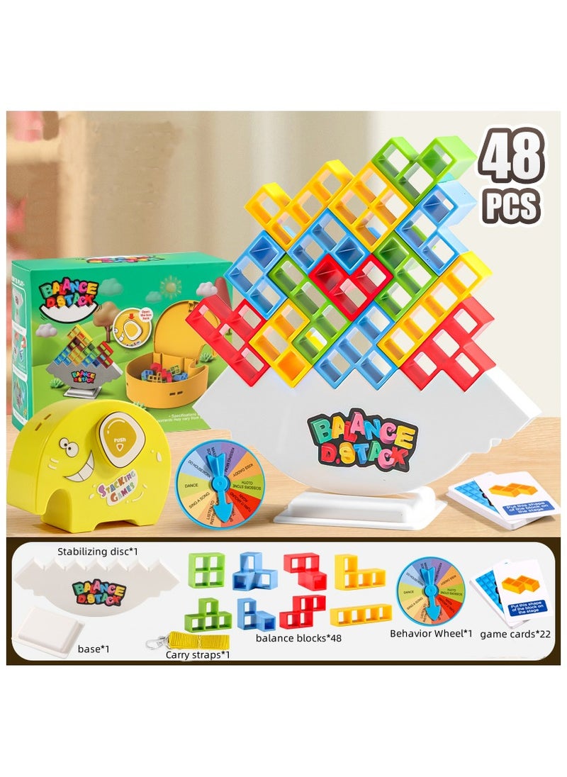 48pcs Kids Balance Stacking Blocks, Wooden Tower Building Game for Concentration Training, Educational Tabletop Toy  - Image 2