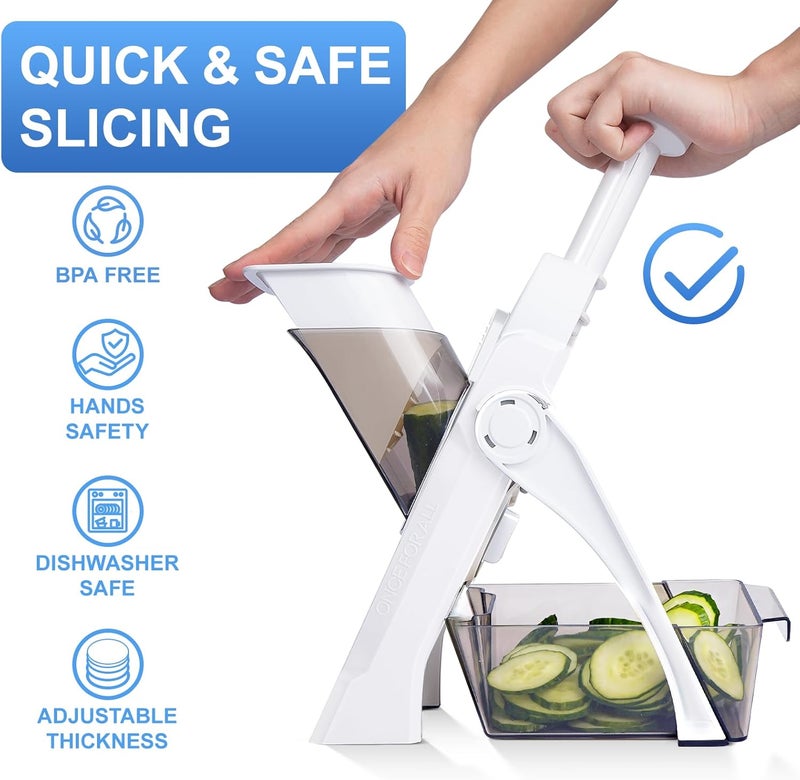 SupMaKin Safe Mandoline Slicer for Kitchen, Potato Slicer for Chips, Vegetable & Food Slicer,Thickness Adjustable 0.1-8 mm, Kitchen Faster Slice Artifact White (Only Slice) - Image 4