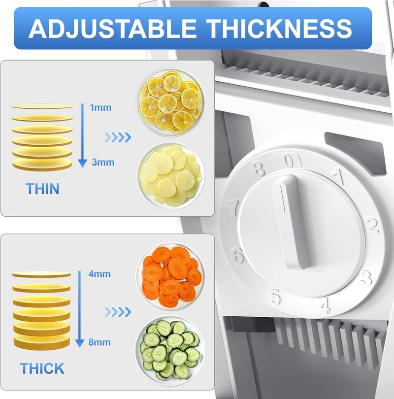 SupMaKin Safe Mandoline Slicer for Kitchen, Potato Slicer for Chips, Vegetable & Food Slicer,Thickness Adjustable 0.1-8 mm, Kitchen Faster Slice Artifact White (Only Slice) - Image 3