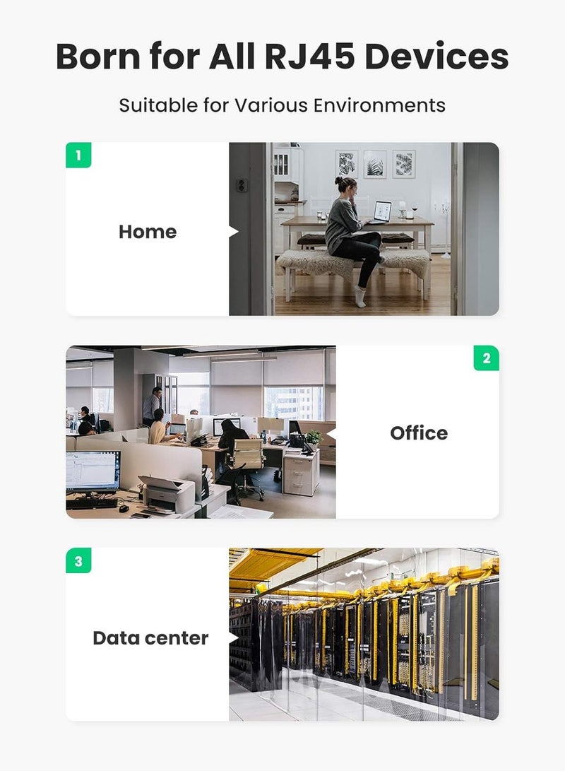 يو جرين UGREEN CAT7 Shielded Round Cable with Braided Modular Plugs 0.5m - Image 3
