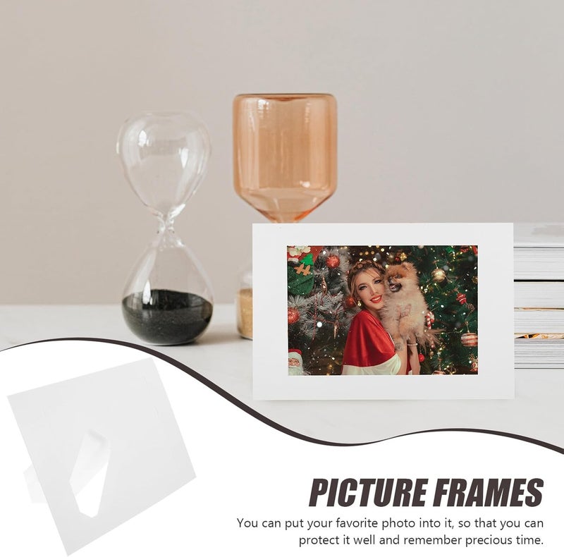 Garneck 10pcs White 7-inch Paper Picture Frames DIY Photo Display Frames Kraft Paper Retro Household Photo Holders for Home Decoration and Party Ornament - Image 3