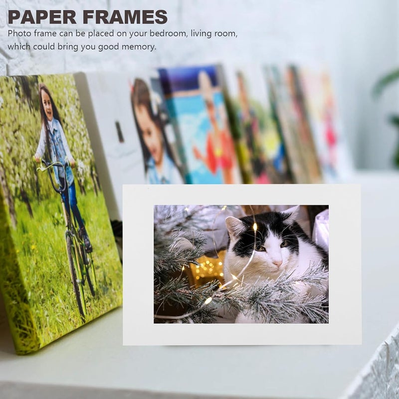 Garneck 10pcs White 7-inch Paper Picture Frames DIY Photo Display Frames Kraft Paper Retro Household Photo Holders for Home Decoration and Party Ornament - Image 5