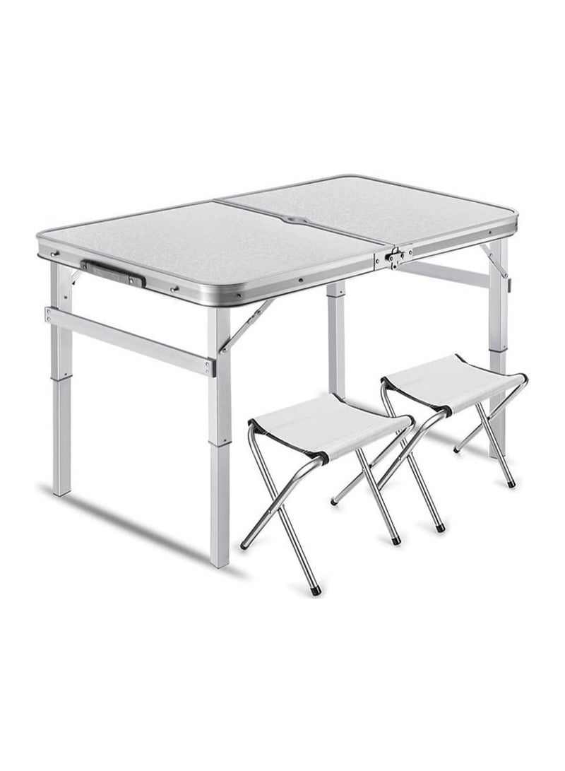 DubaiGallery Camping Table Portable Outdoor Aluminum Folding Table BBQ Camping Table Picnic Folding Tables Candy Light Color Desks+Chairs - Image 1