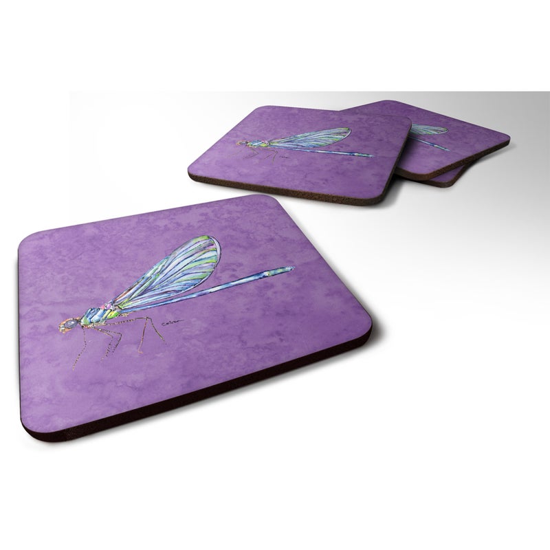 Caroline's Treasures ""Caroline's Treasures 8865FC Dragonfly on Purple Foam Coasters (Set of 4)  3.5"""" H x 3.5"""" W  Multicolor"" 