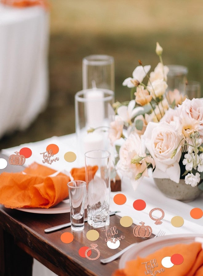 وولاين مجموعة زينة طاولات الخريف من والين، 280 قطعة، من قصاصات الورق اللامعة بتصميمات خواتم الحب واليقطين، باللونين الوردي والبرتقالي، مثالية لحفلات الزفاف الخريفية وحفلات استقبال المولود الجديد وأعياد الميلاد. - Image 4