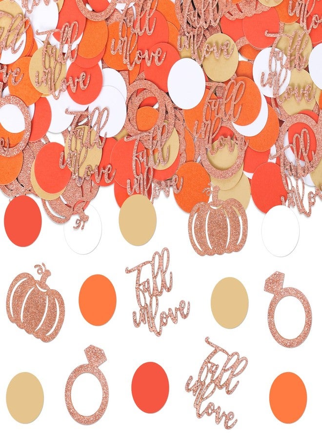 وولاين مجموعة زينة طاولات الخريف من والين، 280 قطعة، من قصاصات الورق اللامعة بتصميمات خواتم الحب واليقطين، باللونين الوردي والبرتقالي، مثالية لحفلات الزفاف الخريفية وحفلات استقبال المولود الجديد وأعياد الميلاد. - Image 1