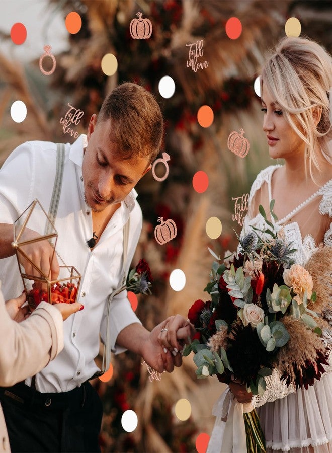 وولاين مجموعة زينة طاولات الخريف من والين، 280 قطعة، من قصاصات الورق اللامعة بتصميمات خواتم الحب واليقطين، باللونين الوردي والبرتقالي، مثالية لحفلات الزفاف الخريفية وحفلات استقبال المولود الجديد وأعياد الميلاد. - Image 5