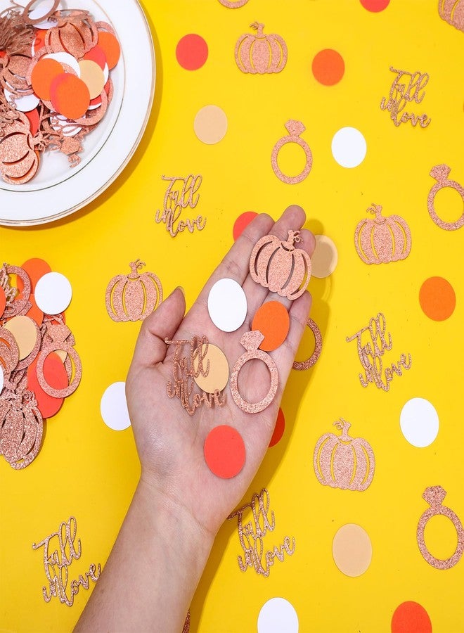 وولاين مجموعة زينة طاولات الخريف من والين، 280 قطعة، من قصاصات الورق اللامعة بتصميمات خواتم الحب واليقطين، باللونين الوردي والبرتقالي، مثالية لحفلات الزفاف الخريفية وحفلات استقبال المولود الجديد وأعياد الميلاد. - Image 3