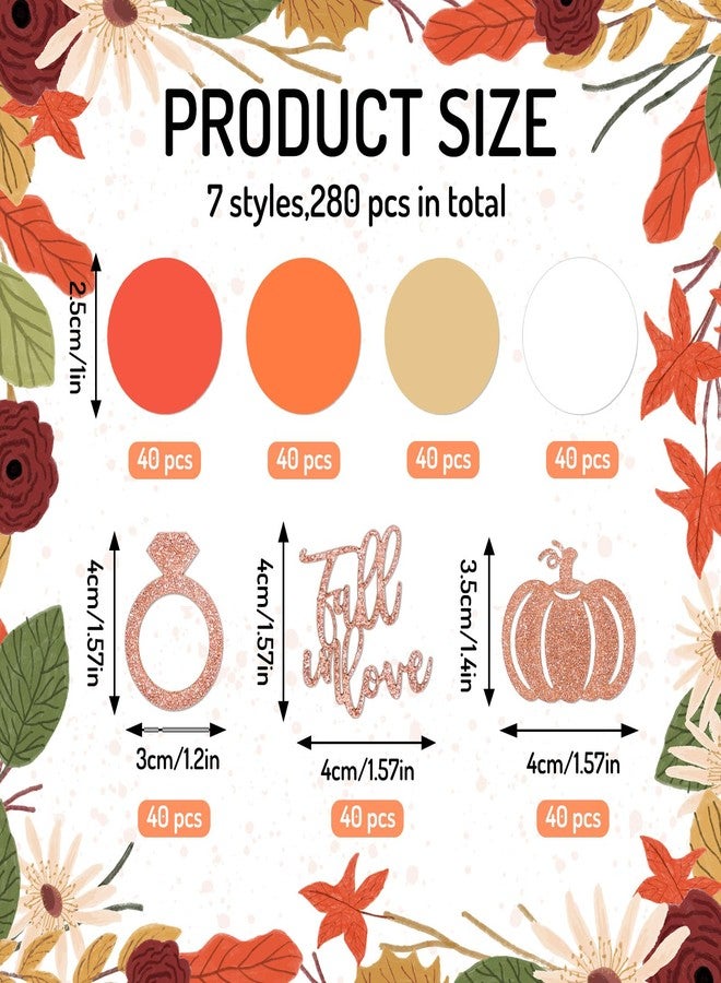 وولاين مجموعة زينة طاولات الخريف من والين، 280 قطعة، من قصاصات الورق اللامعة بتصميمات خواتم الحب واليقطين، باللونين الوردي والبرتقالي، مثالية لحفلات الزفاف الخريفية وحفلات استقبال المولود الجديد وأعياد الميلاد. - Image 2
