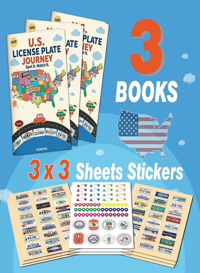 EDUMAETRIX US License Plate Journey Educational Game, State Geography Learning Activity Book with Stickers, Road Trip Matching Game - Image 5
