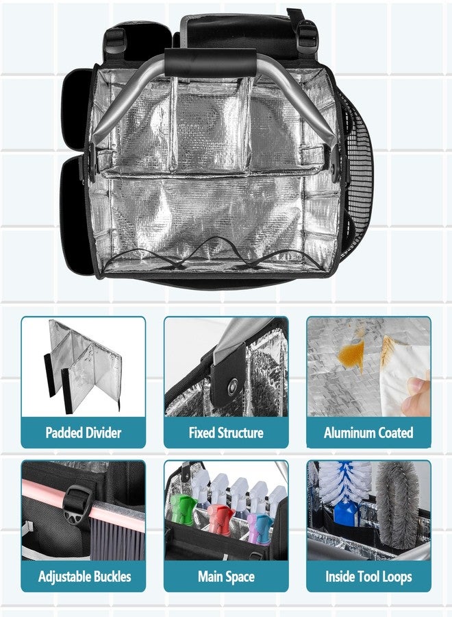 HODRANT Wearable Cleaning Caddy Organizer, Cleaning Supplies Bag with Divider & Support Pad, Cleaner Tote with Handle & Detachable Shoulder Strap, Housekeeping Storage Box with Multi Pockets, Bag Only - Image 2