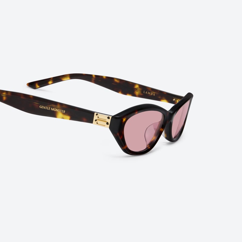 جنتل مونستر نظارات شمسية Gentle Monster Lamda Col.T9 55 بتصميم عين القطة - إطار بلون السلحفاة الداكن مع عدسات وردية - للجنسين - Image 3
