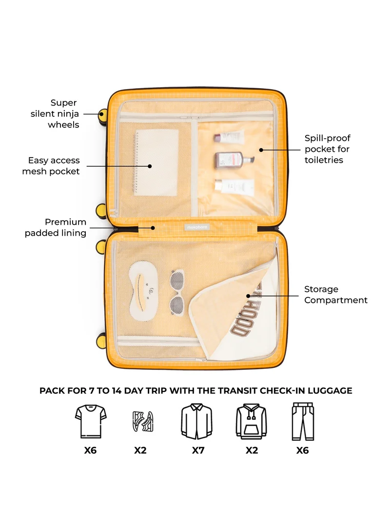 Mokobara The Transit Check-In Luggage - Polycarbonate Material | Crypto Sunray 2.0, Black