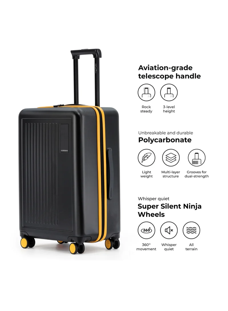 Mokobara The Transit Check-In Luggage - Polycarbonate Material | Crypto Sunray 2.0, Black