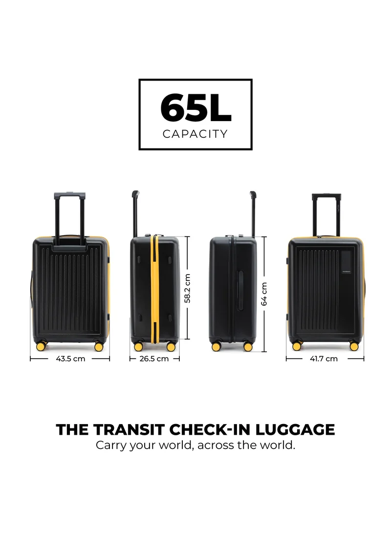 Mokobara The Transit Check-In Luggage - Polycarbonate Material | Crypto Sunray 2.0, Black