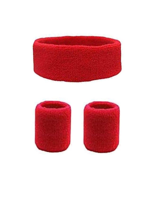 SUPRO Men & Women Head & Wrist Band, Sports Headbands for Men, Workout Accessories,Band, Sweat Wicking Head & Wrist Band Sweatbands for Running Gym, Unisex Hair Band (Red Pack of 1) - Image 1