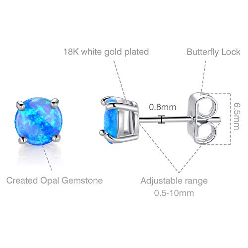 GEMSME 18K White Gold Plated Opal Stud Earrings Sensitive Ears for Women - Image 2