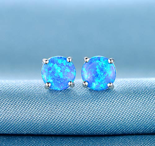 GEMSME 18K White Gold Plated Opal Stud Earrings Sensitive Ears for Women - Image 4