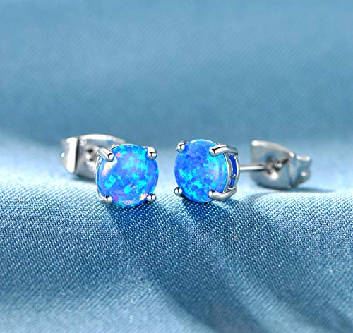 GEMSME 18K White Gold Plated Opal Stud Earrings Sensitive Ears for Women - Image 5