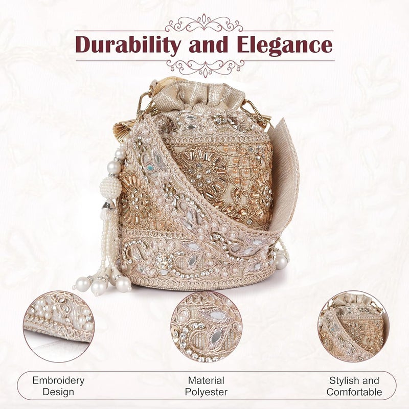PLANX Velvet SilK Stylish Embroidery Unique Design Trendy Traditional Ethnic Wedding Party Handheld Potli For Women - Image 4