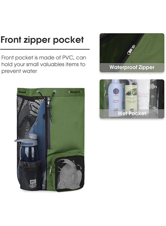 AL RAID Swim Bag Mesh Drawstring Backpack with Wet Pocket Beach Backpack for Swimming, Gym, and Workout Gear - Image 4