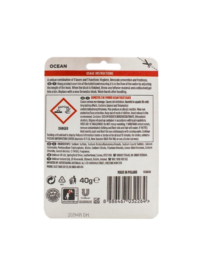 Domestos 3-in-1 Power Toilet Block Ocean 40g - Image 3