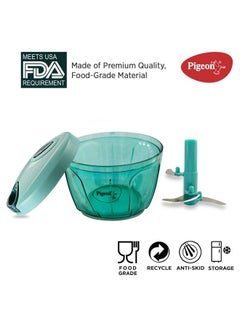 pigeon Pigeon by Stovekraft Large Handy and Compact Chopper with 3 blades for effortlessly chopping vegetables and fruits for your kitchen, Green  - Image 2