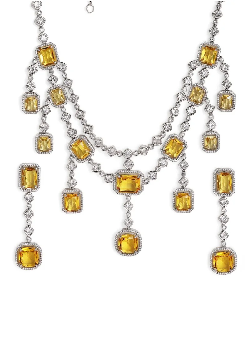 Priyaasi Plated American Diamond Studded Jewellery Set