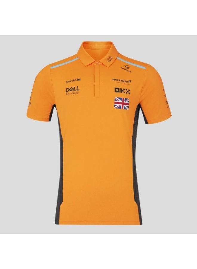McLaren Formula 1 Team Orange Polo Shirt with Sponsor Logos and Union Jack Detail-M