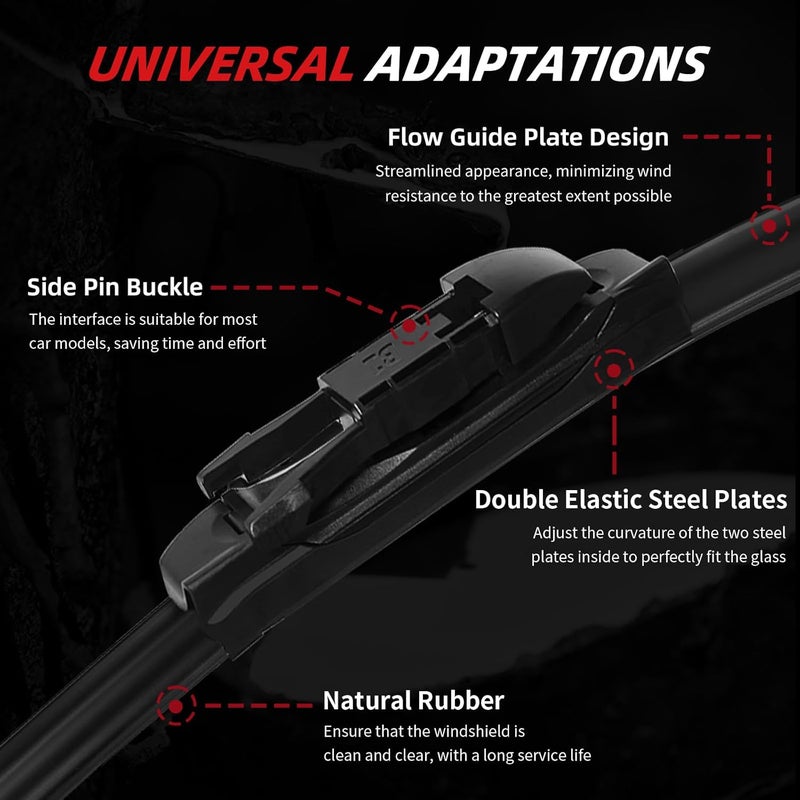 OTUAYAUTO Windshield Wiper Blades - Replacement for Ford Explorer 2011-2019 - Front and Rear Wiper Blades Set, Original Equipment Replacement, Pinch Tab - 26"+22"+11" (Set of 3) - Image 3