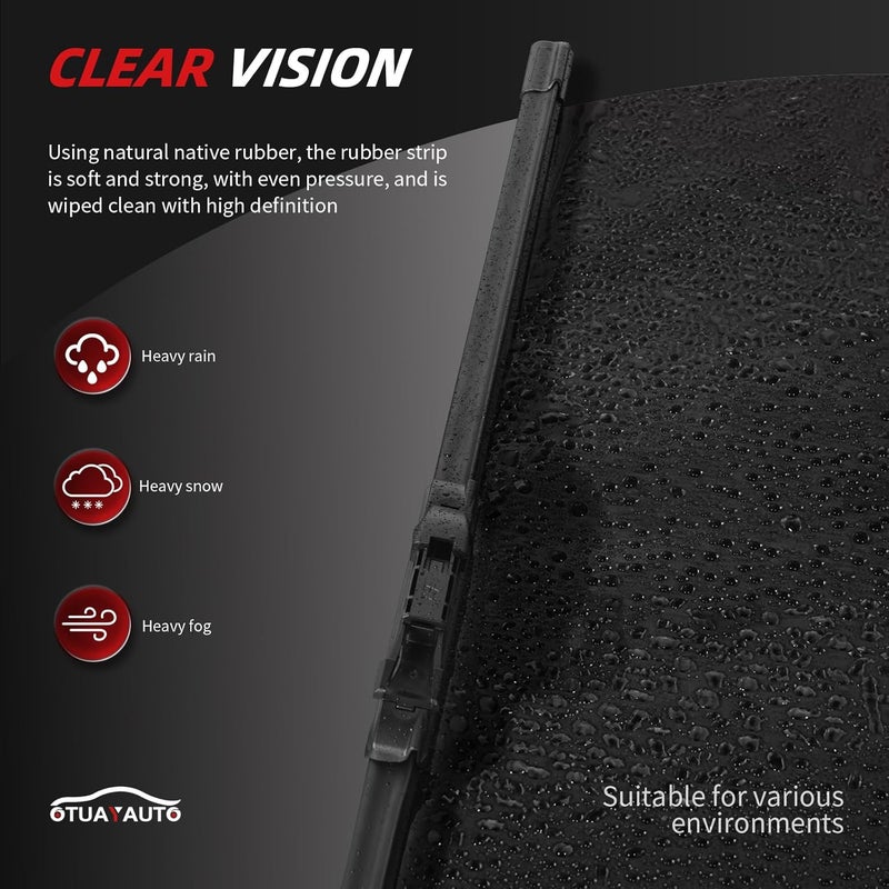 OTUAYAUTO Windshield Wiper Blades - Replacement for Ford Explorer 2011-2019 - Front and Rear Wiper Blades Set, Original Equipment Replacement, Pinch Tab - 26"+22"+11" (Set of 3) - Image 5