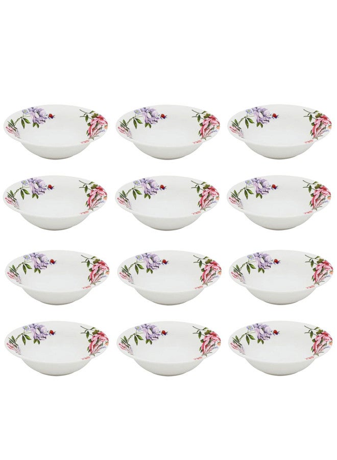 Abir 12-Piece Melamine Deep Round Bowl Set 22 CM / 8.66 INCH White/Floral - Image 1
