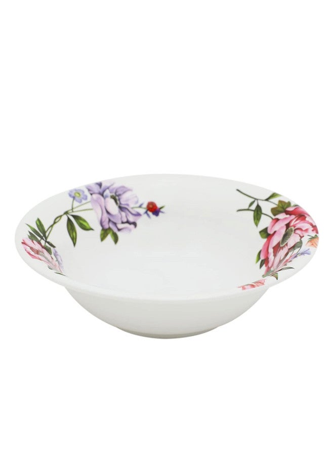 Abir 12-Piece Melamine Deep Round Bowl Set 22 CM / 8.66 INCH White/Floral - Image 2