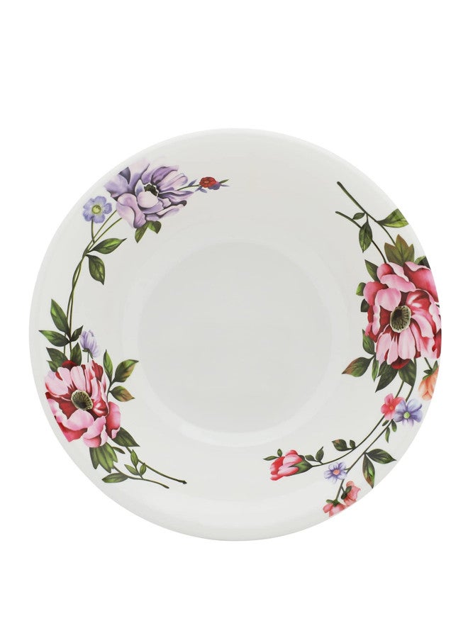 Abir 12-Piece Melamine Deep Round Bowl Set 22 CM / 8.66 INCH White/Floral - Image 3