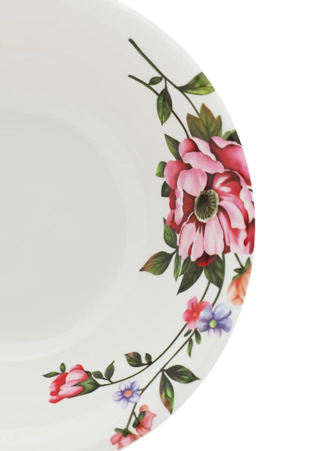 Abir 12-Piece Melamine Deep Round Bowl Set 22 CM / 8.66 INCH White/Floral - Image 4