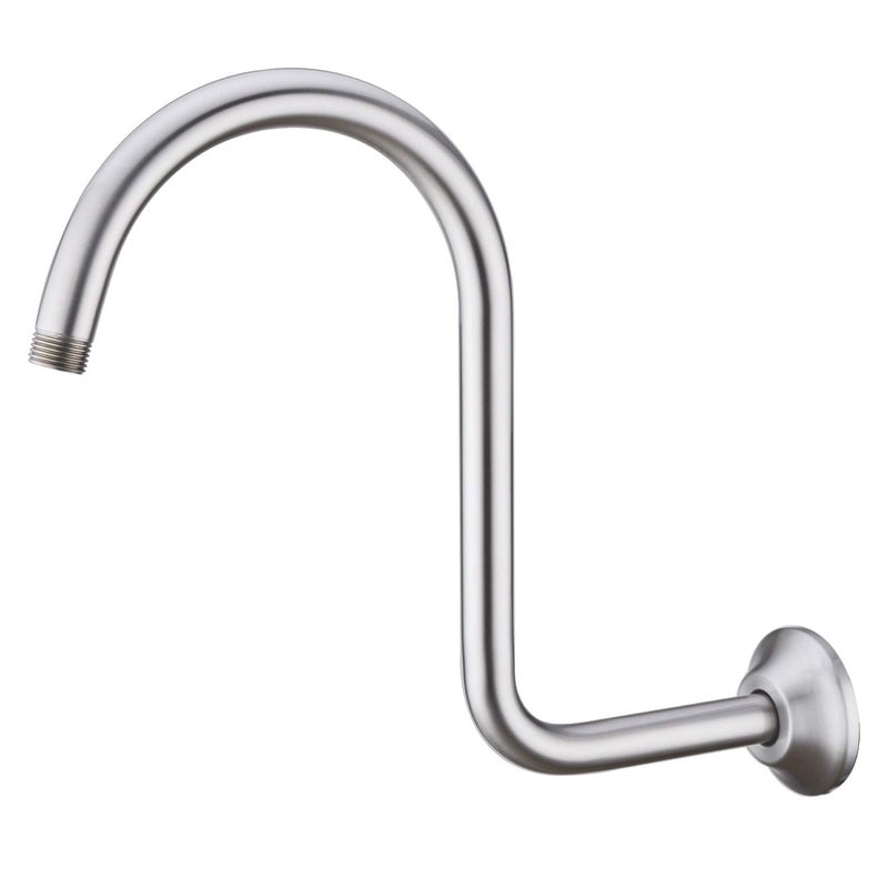 BESTILL 13 Inch S Shape Shower Head High Rise Extension Shower Arm and Flange Brushed Nickel