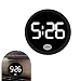 lekiliky Car Digital Dashboard Clock Trendy Circular Luminous TouchSensitive LED Clock with Premium MetalFinish Adhesive Backing Vehicle Time Decoration Universal for Most Cars Desks White - Image 2