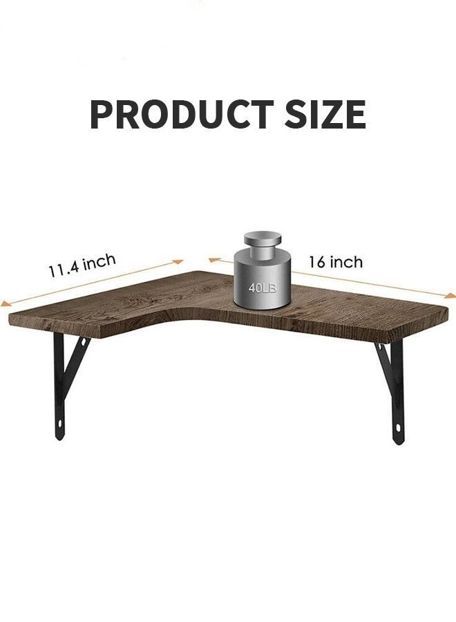 MIXDE Set of 4 Floating Corner Shelves - Wall Mounted Wood Shelves for Home Decor in Bedroom, Living Room, Bathroom, Kitchen, Office - Image 2