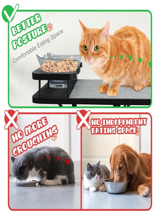 GADKE Cat Wall Shelves Furniture Set with 2 Food Bowls, Wooden Cat Climbing Wall Systems with Scratching Pad and 3 Steps, Floating Shelves Bed Perches Wall Mounted for Indoor Fit Up to 15Lbs (Black) - Image 5