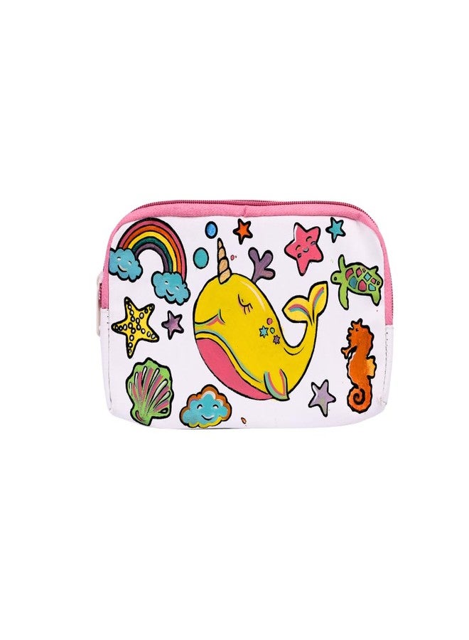 HOBBY INDIA DIY Whale Canvas Pouch Painting Kit for Kids | with Zip Makeup & Toiletry Art Craft Set | Birthday, School, Stationery, Travel, Pencil Bag Boy & Girl | Christmas & Return Gift - Image 5