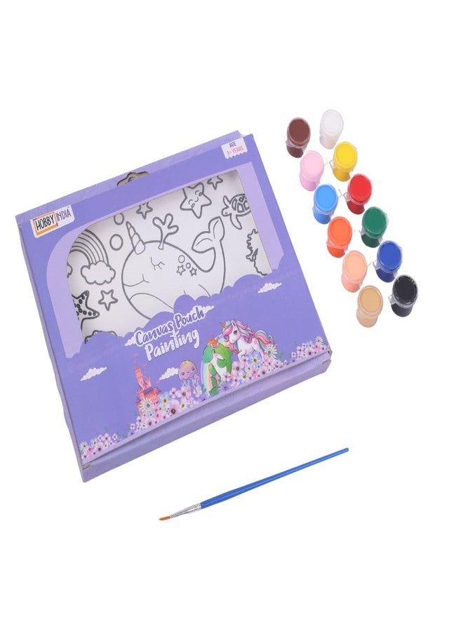 HOBBY INDIA DIY Whale Canvas Pouch Painting Kit for Kids | with Zip Makeup & Toiletry Art Craft Set | Birthday, School, Stationery, Travel, Pencil Bag Boy & Girl | Christmas & Return Gift - Image 1