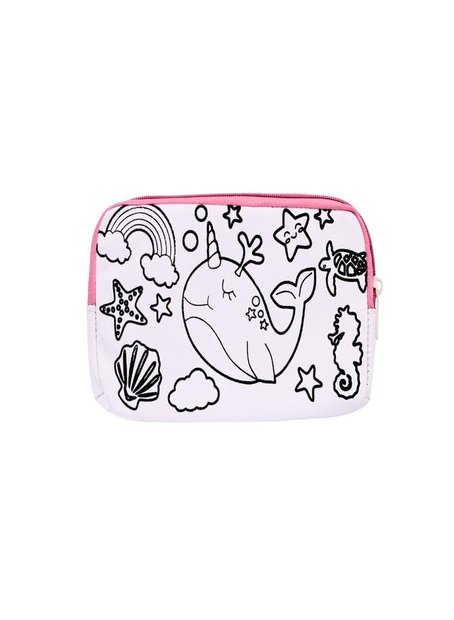 HOBBY INDIA DIY Whale Canvas Pouch Painting Kit for Kids | with Zip Makeup & Toiletry Art Craft Set | Birthday, School, Stationery, Travel, Pencil Bag Boy & Girl | Christmas & Return Gift - Image 3