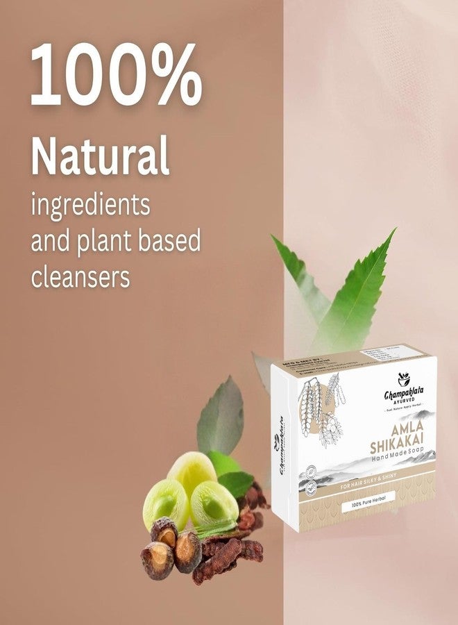 Champaklata Ayurved Amla Shikakai Handmade Soap, 100% Pure Herbal, Natural Hair Care for Silky Shiny Hair, Anti-Dandruff Treatment (3) - Image 4