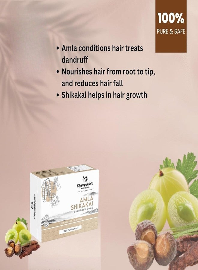 Champaklata Ayurved Amla Shikakai Handmade Soap, 100% Pure Herbal, Natural Hair Care for Silky Shiny Hair, Anti-Dandruff Treatment (3) - Image 2