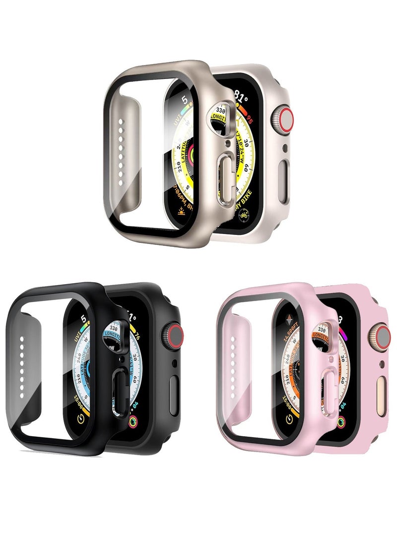 HablTech 3 Pcs Protective Case Compatible with Apple Watch Series 9/8/7 41mm Case with Tempered Film Screen Protector for iWatch Full Protective Hard PC Bumper Touch Sensitive HD Screen Cover - Image 1