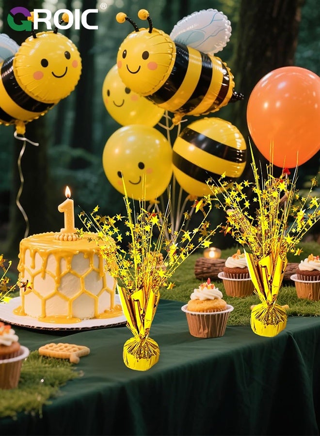 GROIC 12 Pack Metallic Foil Spray Centerpiece Star Table Decoration Burst Table Centerpieces for Birthday Wedding Anniversary Graduation Holiday Party Supplies Decor, Gold - Image 3